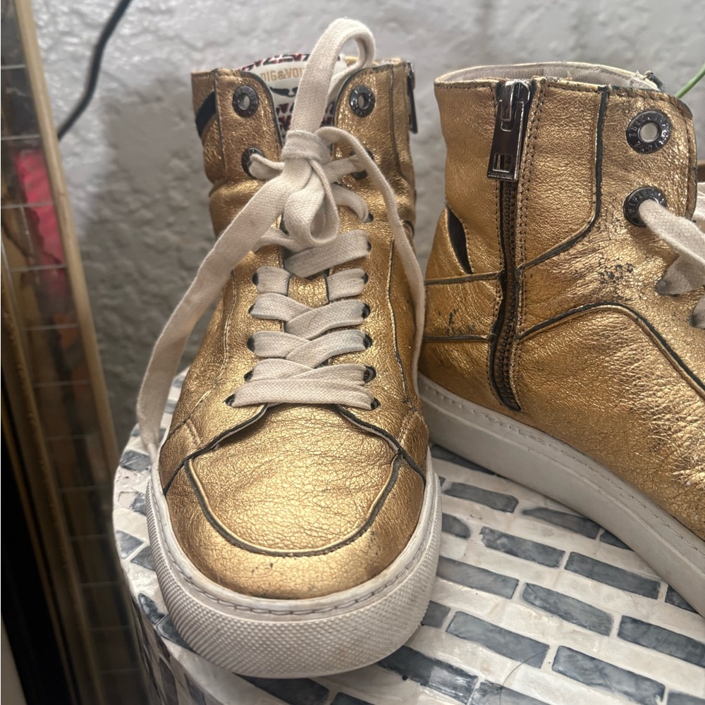 Zadig & Voltaire Gold High Flash Sneakers‎ size 39 - Picture 14 of 16